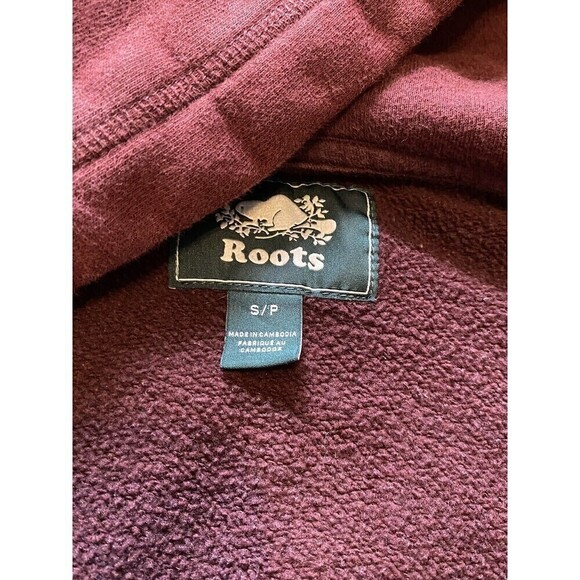Roots Hoodie Womens Size Small Canada Full Zip Maroon Sweatshirt Front Pocket - Picture 9 of 9